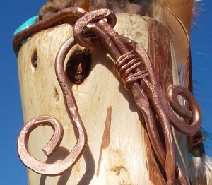 hammered copper top scrolls