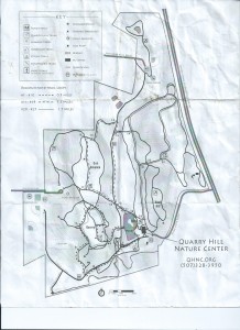 Map of trails at Quarry Hill Nature Center.