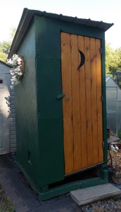 Outhouse over a septic system.